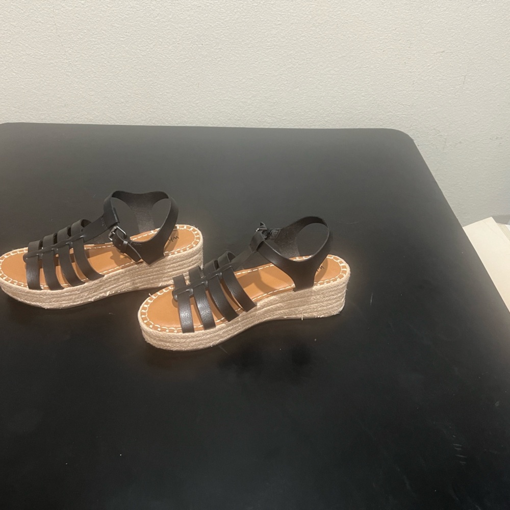 White Mountain Black -Wedge Sandals
